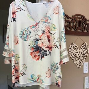 Floral V-Neck Women's Top